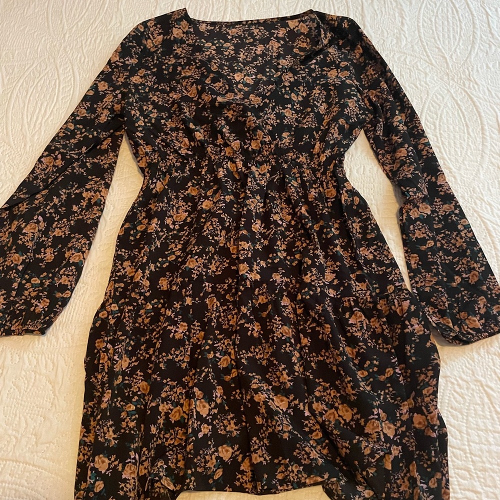 New Black Floral Fall Dress